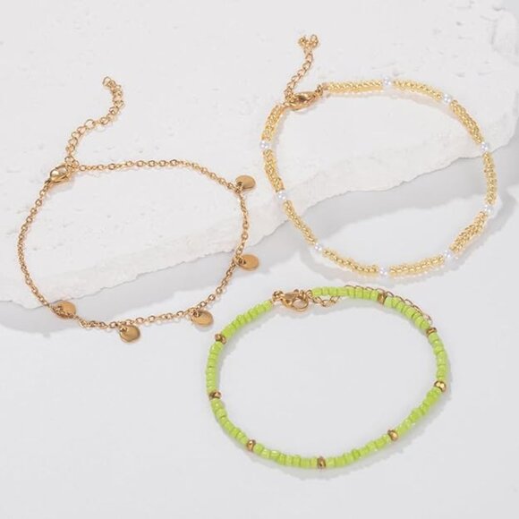 Boho Anklet Set for Women Elegant Beaded Ankle Bracelets - Picture 3 of 6